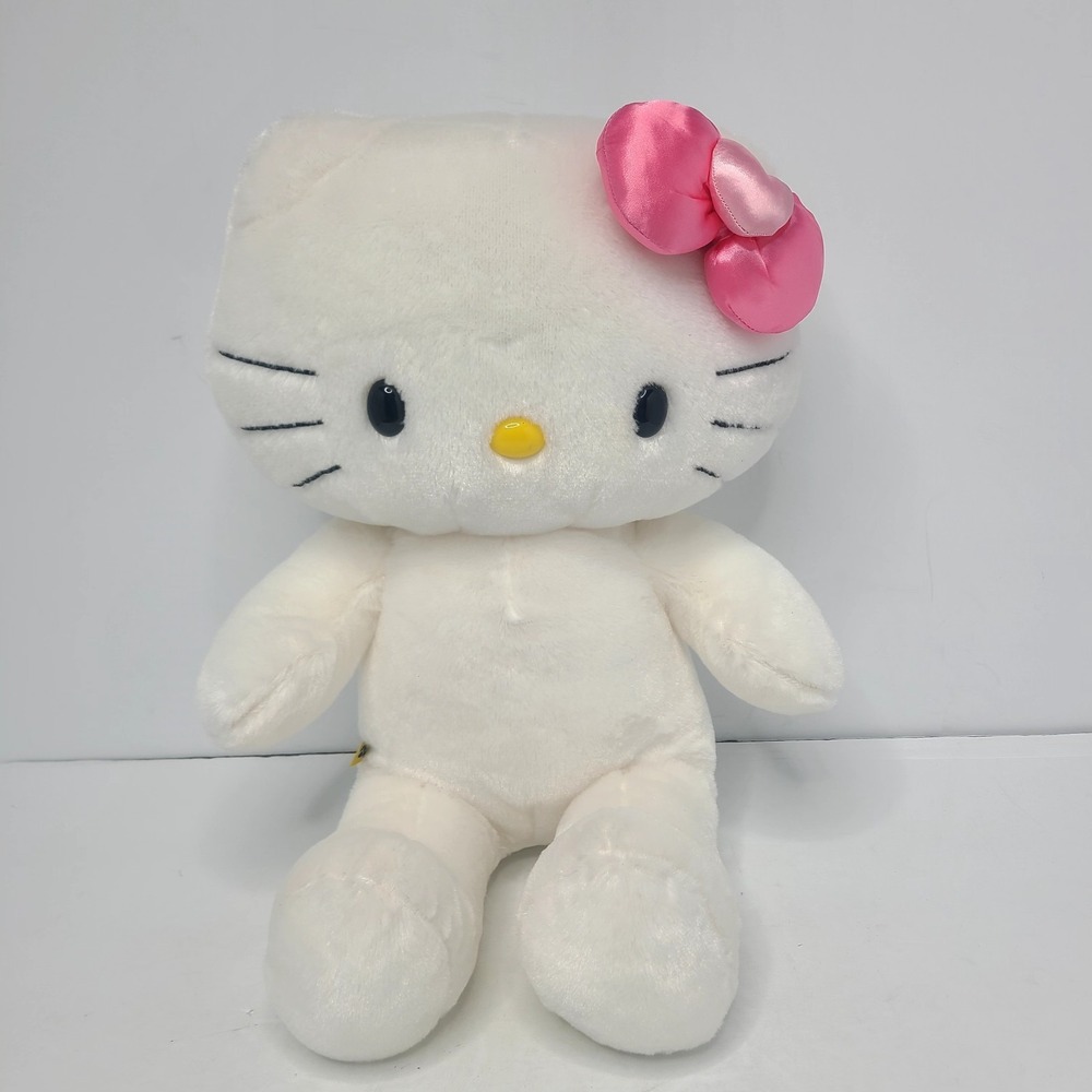 Hello Kitty Sanrio Build a Bear Workshop White 18" Large Plush Toy With Pink Bow